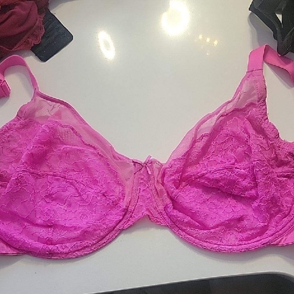 Women's Lace Underwire Bra - Hot Pink 36H